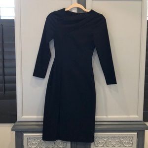 ZARA WOMAN black fitted midi dress XS